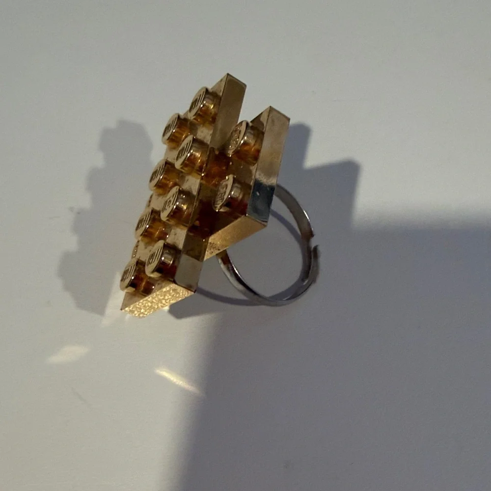 Gold Lego adjustable ring